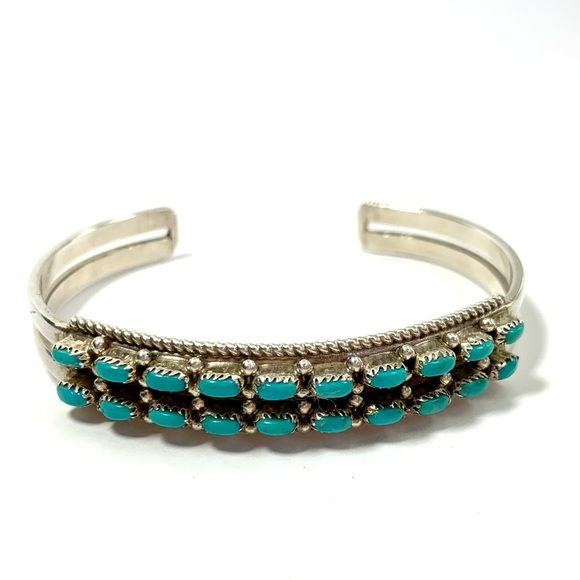 VTG Native American Navajo Regina Martinez Silver Turquoise Cuff Bracelet - Picture 3 of 6